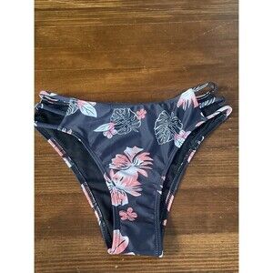 Womens Bikini Bottoms Size XS Black Pink Floral String Hips NWOT